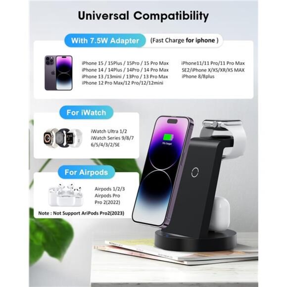 3 in 1 Charging Station for Apple Device, Wireless Charger for iPhone - Picture 3 of 7